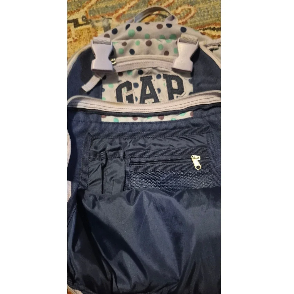 Gap Kids Polka Dot Backpack Navy Blue Grey School Bag Padded Straps One Size